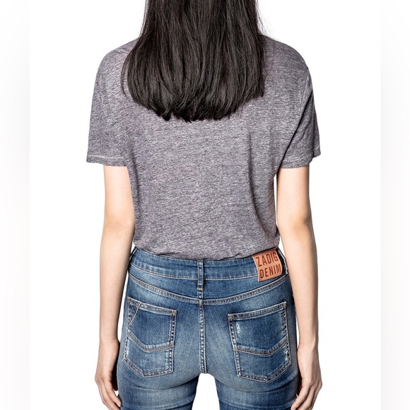 ZADIG&VOLTAIRE | Amber Lin Word Linen T-Shirt Size S - Picture 3 of 10